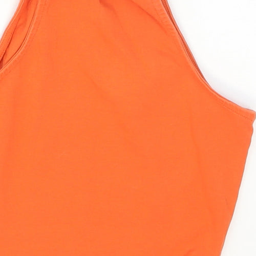 New Look Girls Orange  Cotton Cropped Tank Size 9 Years Halter Pullover