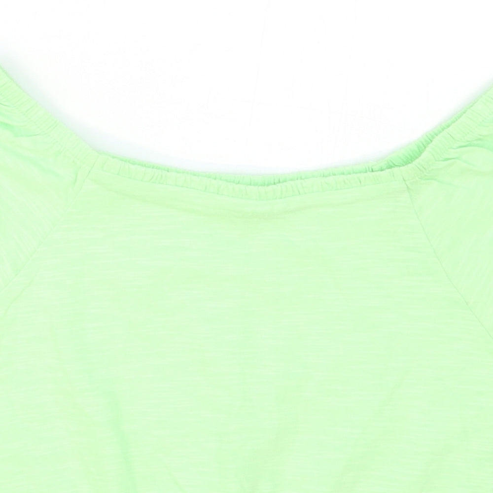 Marks and Spencer Girls Green  Cotton Basic T-Shirt Size 8-9 Years Boat Neck Pullover