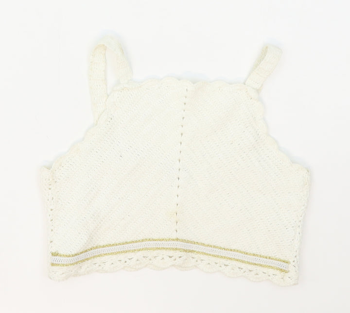 River Island Girls White Striped Cotton Cropped Tank Size 7-8 Years Halter Pullover