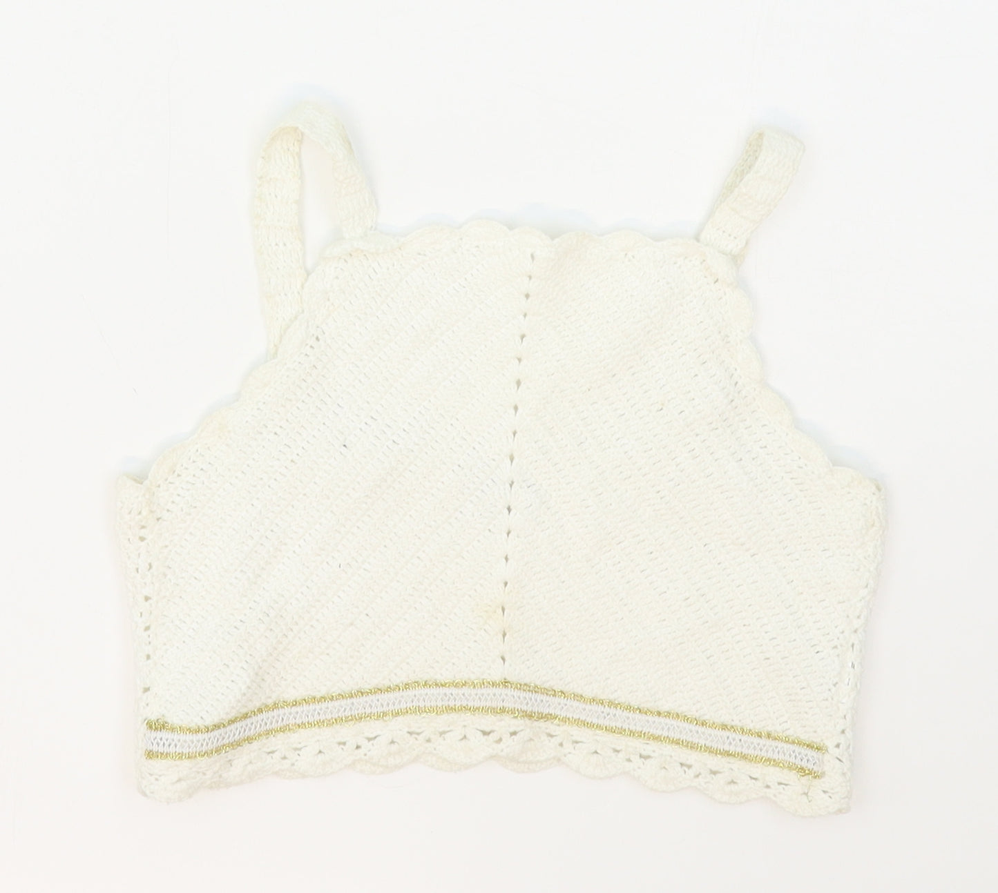 River Island Girls White Striped Cotton Cropped Tank Size 7-8 Years Halter Pullover