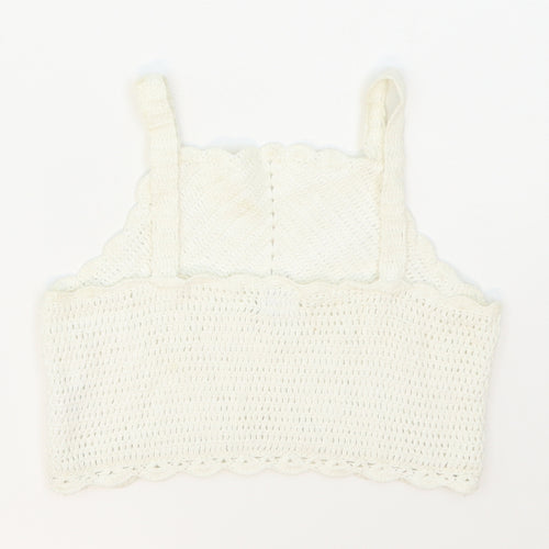 River Island Girls White Striped Cotton Cropped Tank Size 7-8 Years Halter Pullover