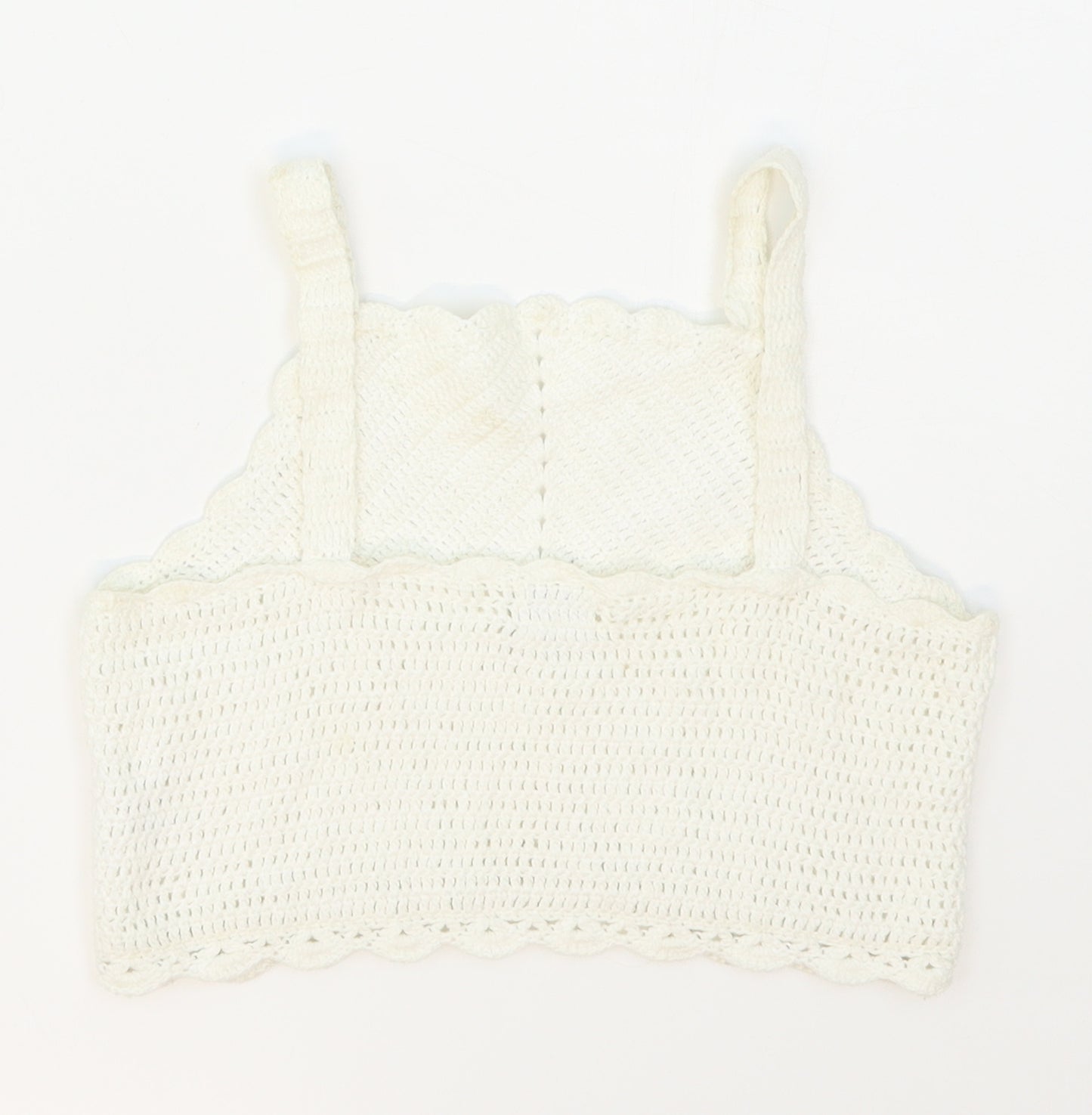 River Island Girls White Striped Cotton Cropped Tank Size 7-8 Years Halter Pullover
