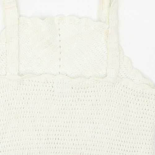 River Island Girls White Striped Cotton Cropped Tank Size 7-8 Years Halter Pullover