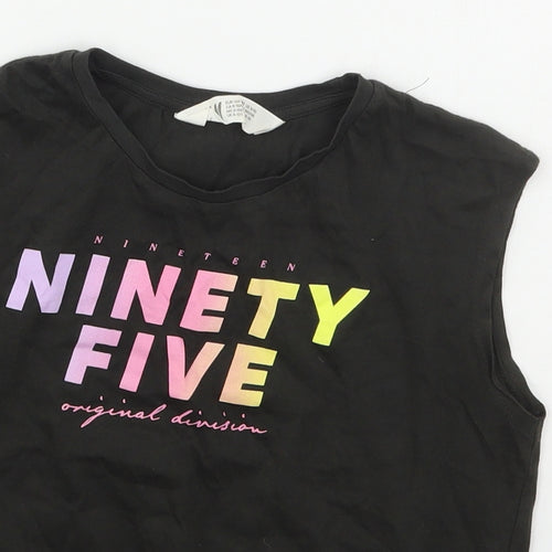 H&M Girls Grey  Cotton Cropped T-Shirt Size 9-10 Years Crew Neck Pullover - Ninety Five