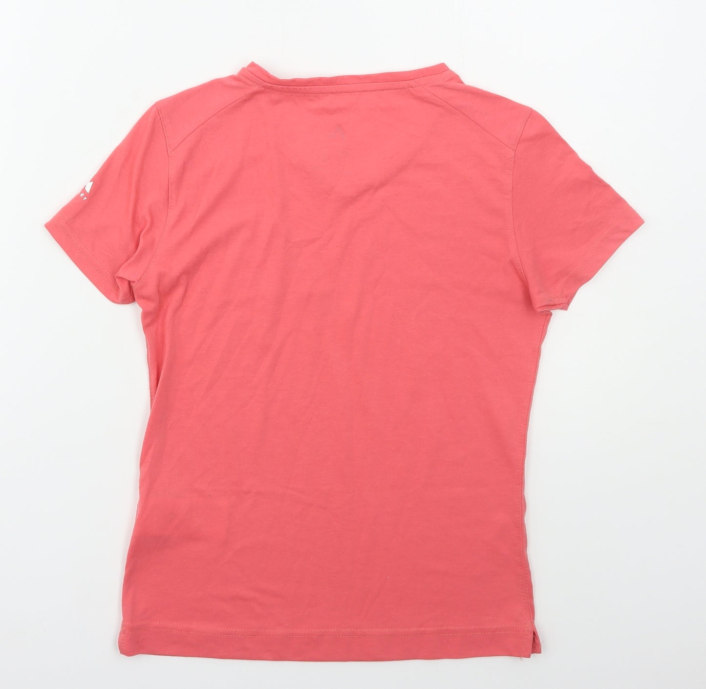 McKINLEY Girls Pink  Cotton Basic T-Shirt Size 12 Years V-Neck Pullover - Leaves