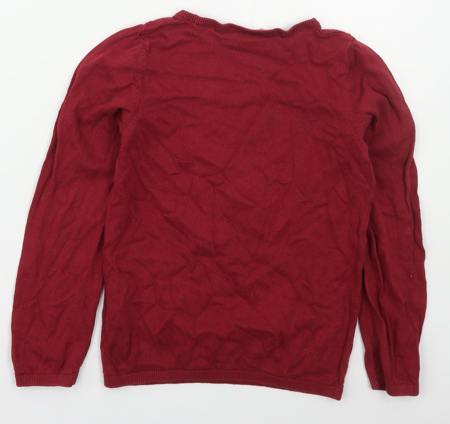 H&M Girls Red Crew Neck  Cotton Pullover Jumper Size 8-9 Years  Pullover - Christmas Unicorn