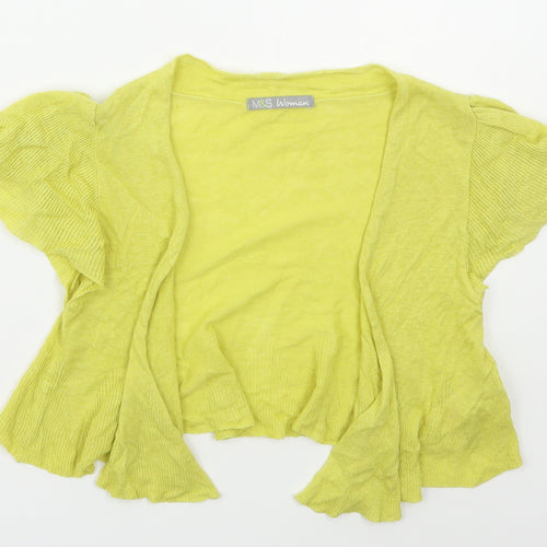 Marks and Spencer Womens Yellow V-Neck  Linen Cardigan Jumper Size 10