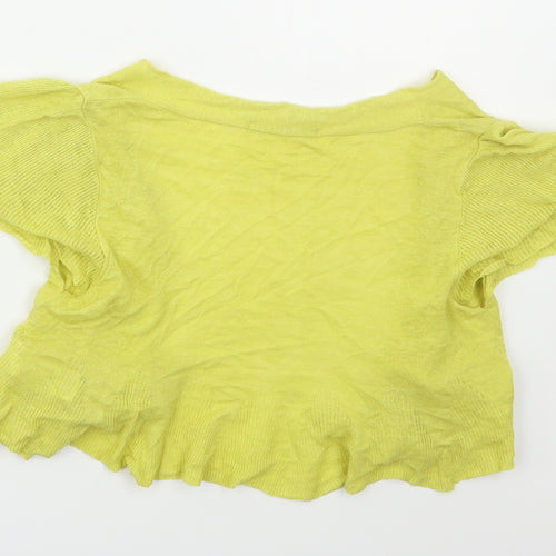 Marks and Spencer Womens Yellow V-Neck  Linen Cardigan Jumper Size 10