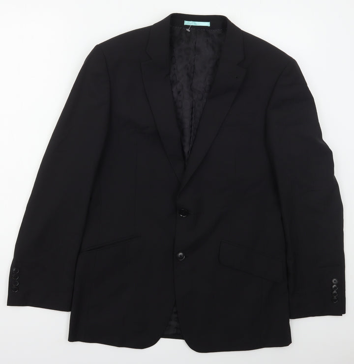 NEXT Mens Black Striped Wool Jacket Suit Jacket Size 38
