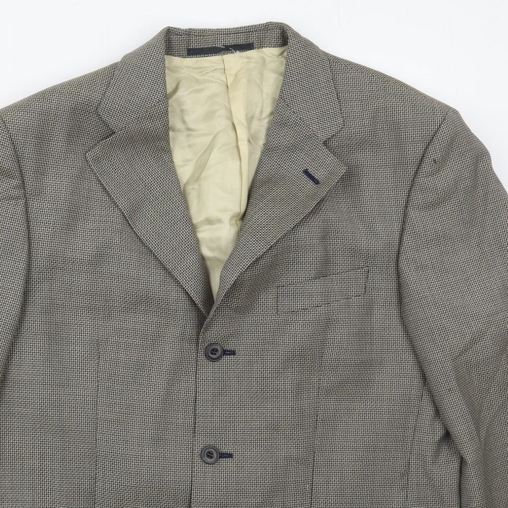 Douglas Mens Beige Houndstooth Wool Jacket Suit Jacket Size 40