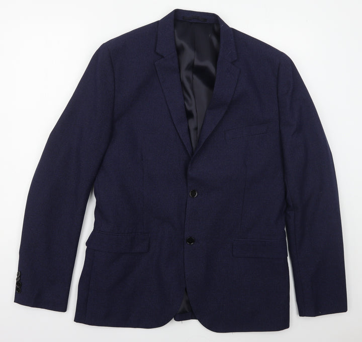 H&M Mens Blue Polyester Jacket Suit Jacket Size 44