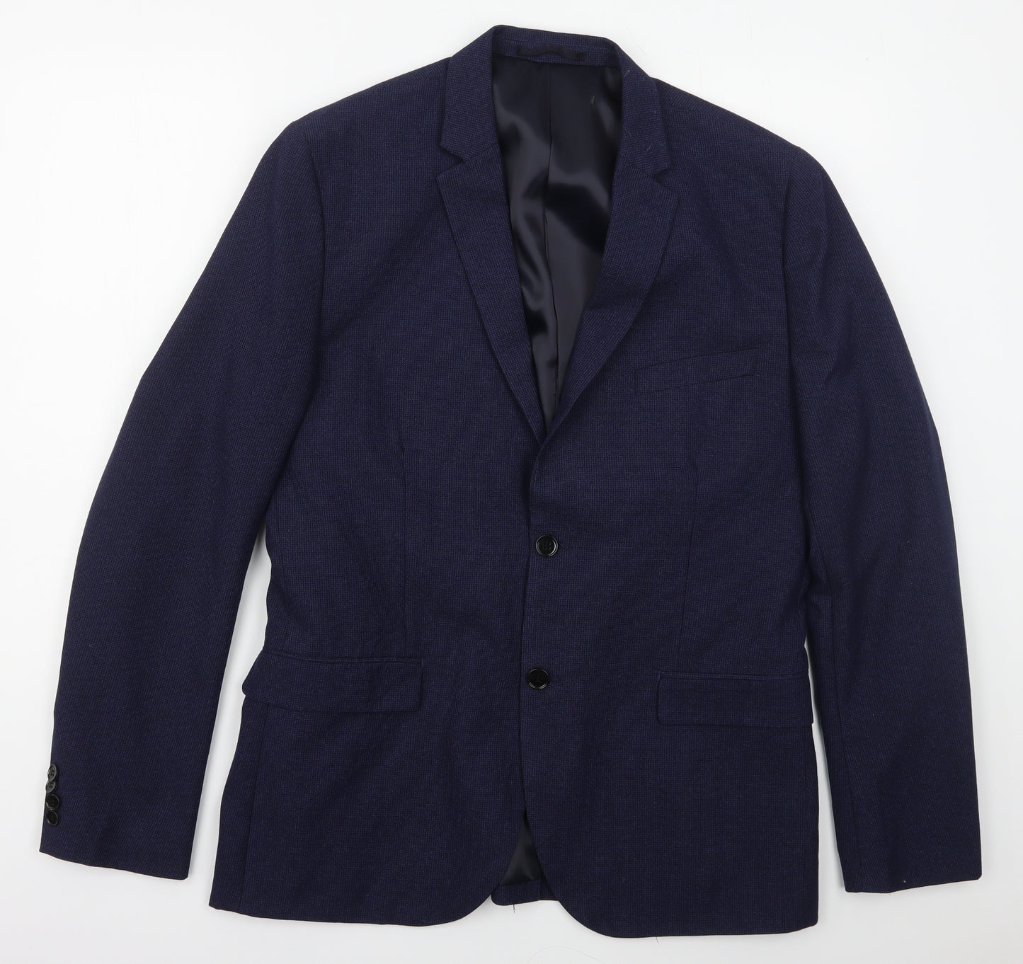 H&M Mens Blue  Polyester Jacket Suit Jacket Size 44