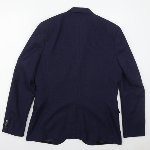 H&M Mens Blue  Polyester Jacket Suit Jacket Size 44
