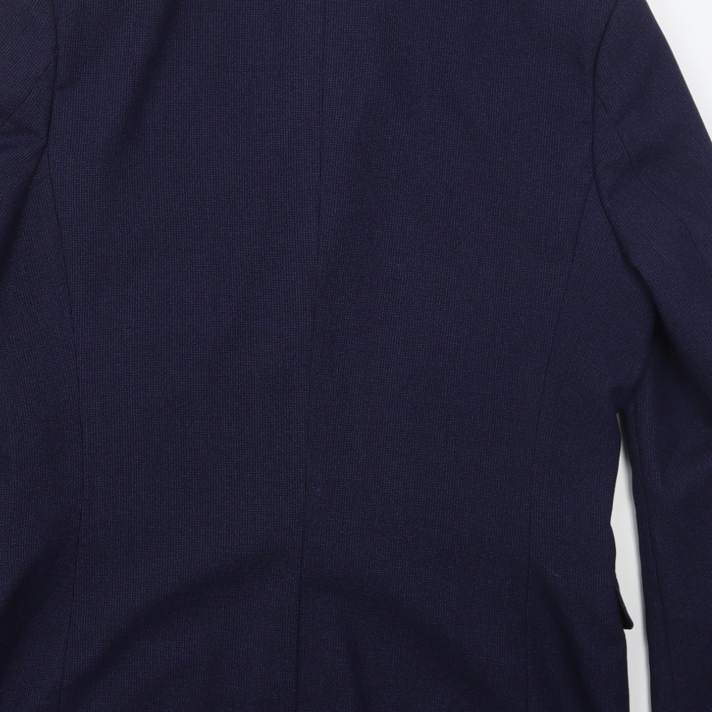 H&M Mens Blue  Polyester Jacket Suit Jacket Size 44