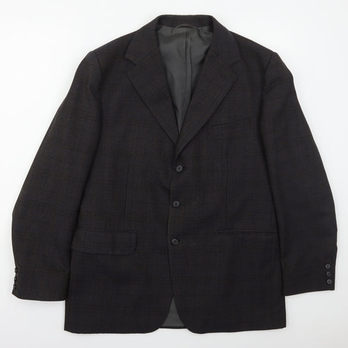 Trent Mens Grey Check Wool Jacket Suit Jacket Size 40