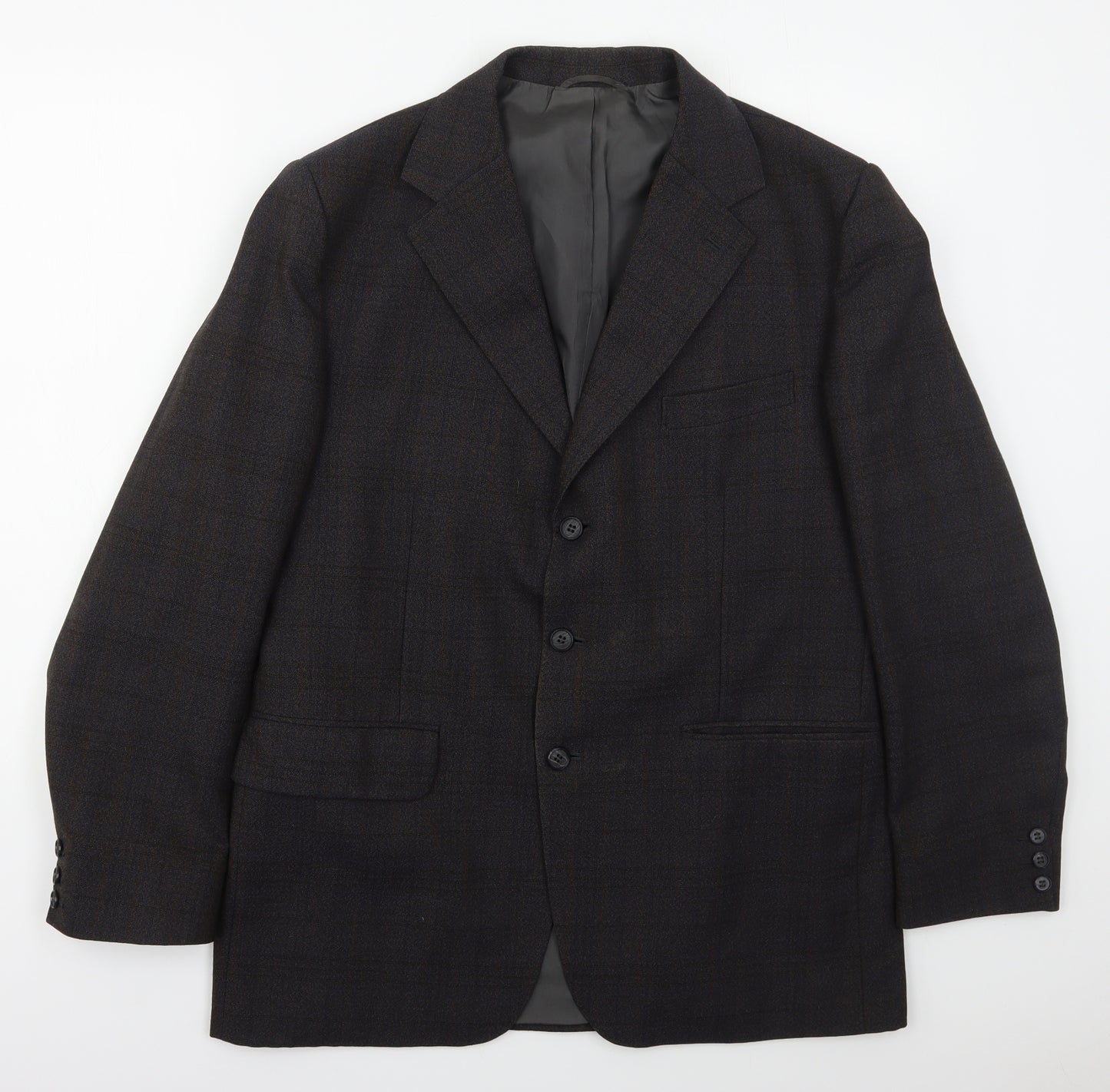 Trent Mens Grey Check Wool Jacket Suit Jacket Size 40