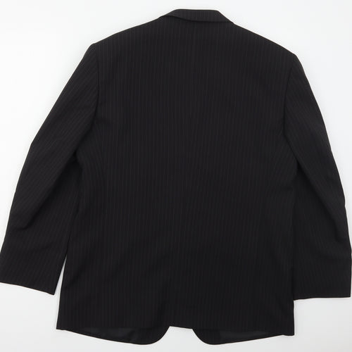 Taylor & Wright Mens Black Striped Polyester Jacket Suit Jacket Size 42
