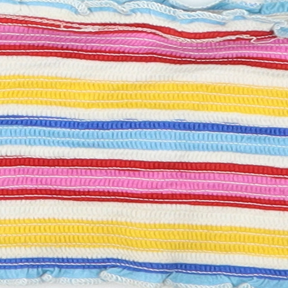 Primark Womens Multicoloured Striped Viscose Cropped Tank Size 6 Round Neck
