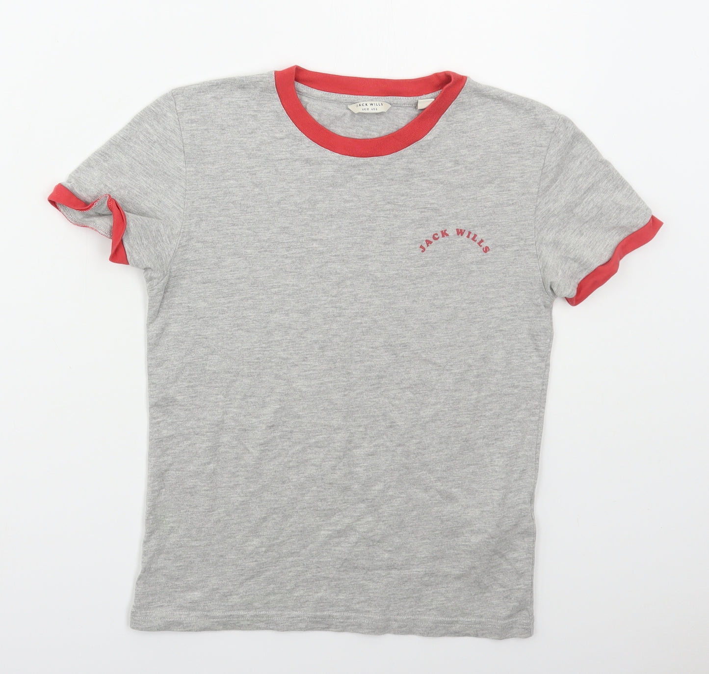 Jack Wills Womens Grey  Cotton Basic T-Shirt Size 10 Crew Neck