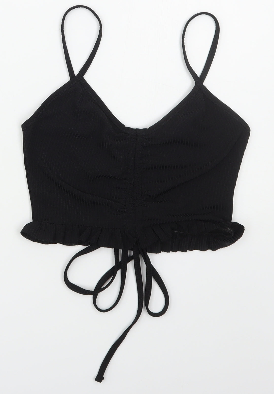 PRETTYLITTLETHING Womens Black  Polyester Camisole Tank Size 4 V-Neck