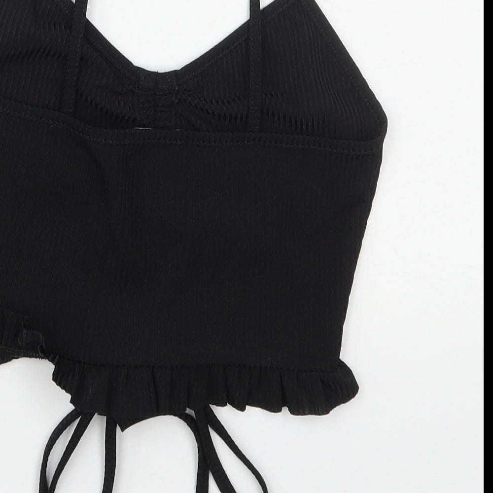 PRETTYLITTLETHING Womens Black  Polyester Camisole Tank Size 4 V-Neck