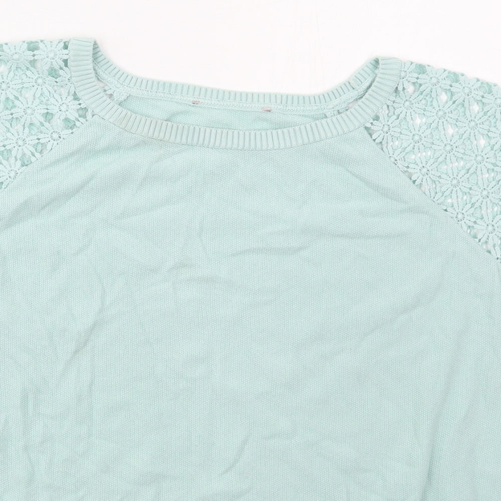 George Womens Green Boat Neck  Cotton Pullover Jumper Size 18