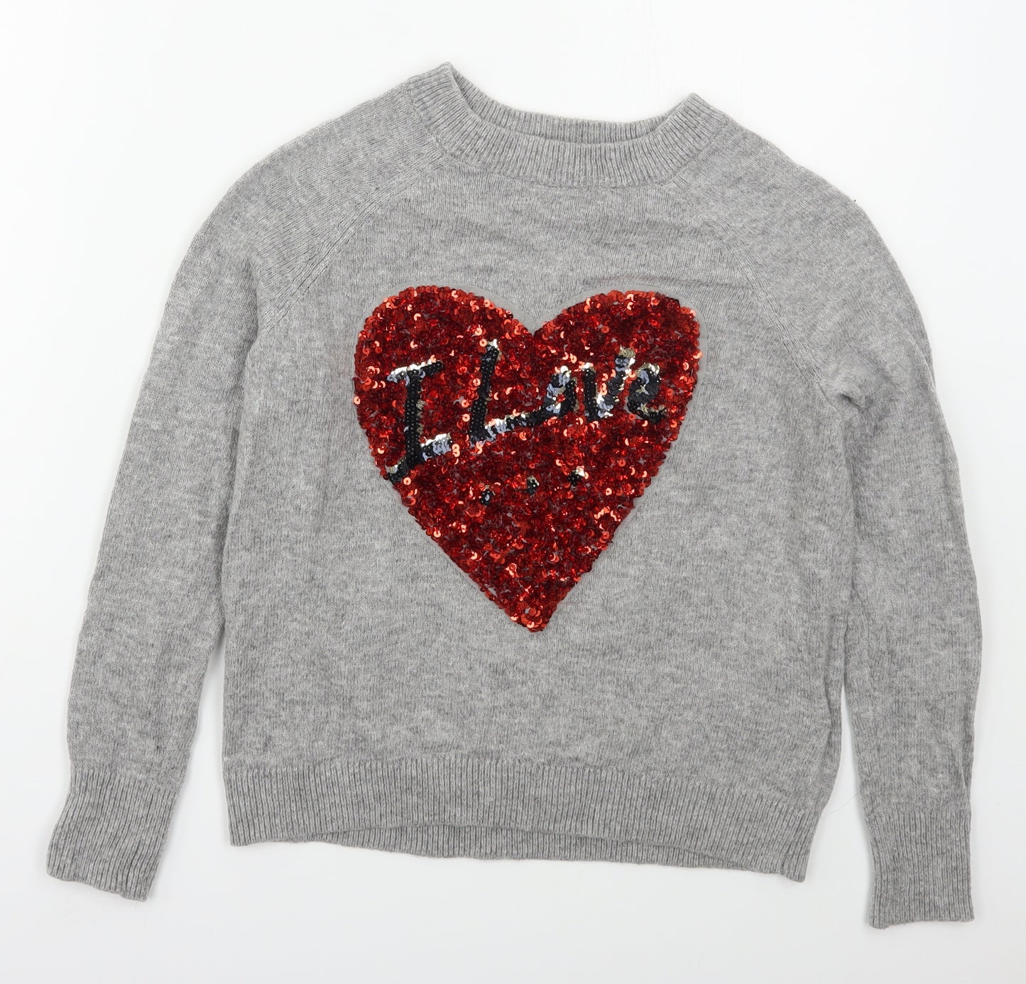 H&M Womens Grey Crew Neck  Nylon Pullover Jumper Size S   - Love Heart