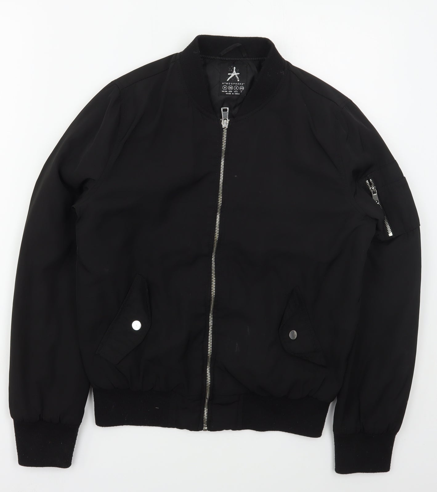 Atmosphere Womens Black   Bomber Jacket Jacket Size 8  Zip