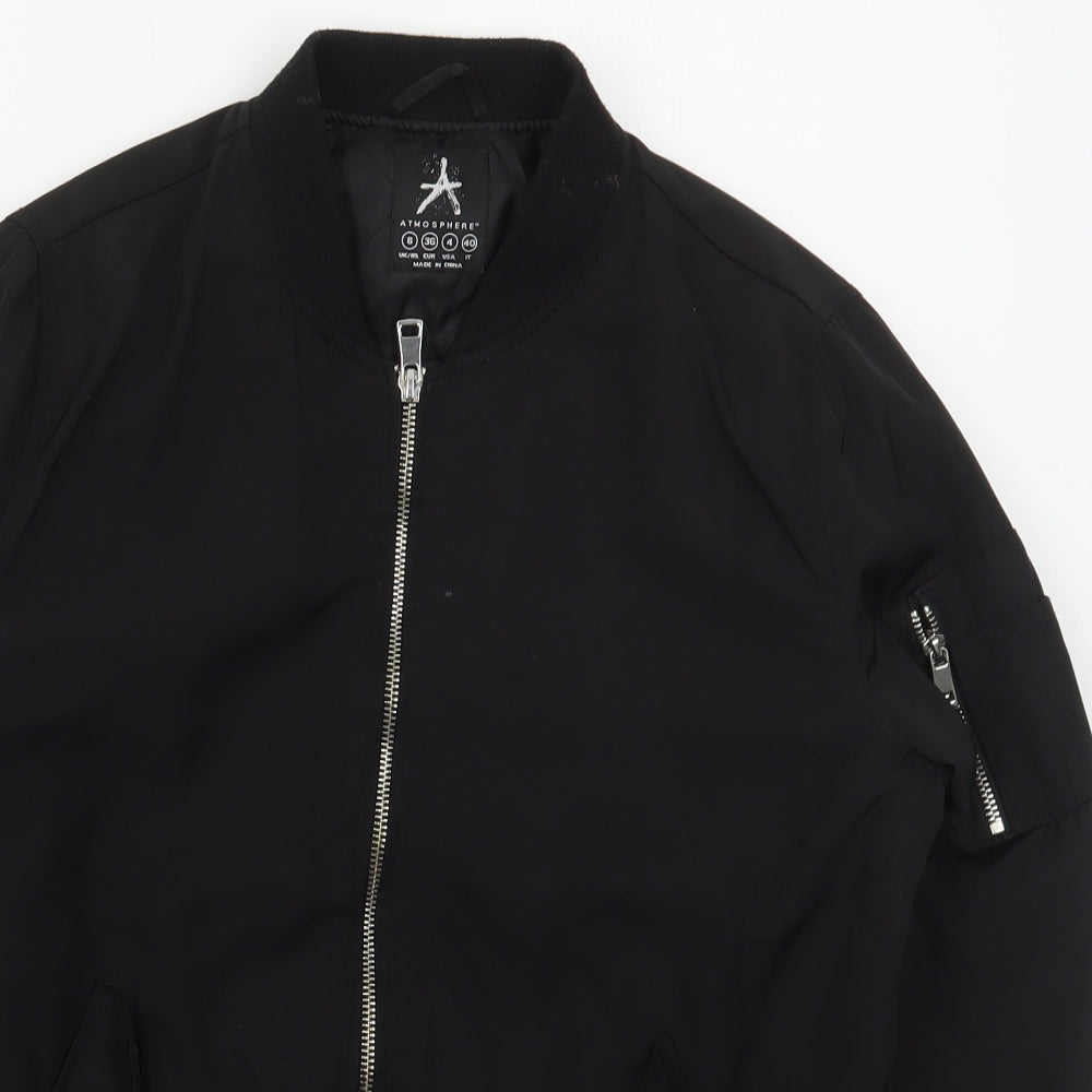 Atmosphere Womens Black   Bomber Jacket Jacket Size 8  Zip