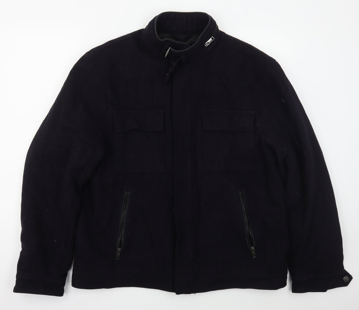 NEXT Mens Blue   Pea Coat Coat Size XL  Zip