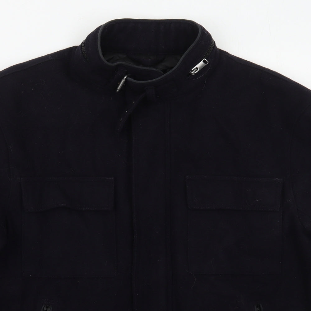 NEXT Mens Blue   Pea Coat Coat Size XL  Zip