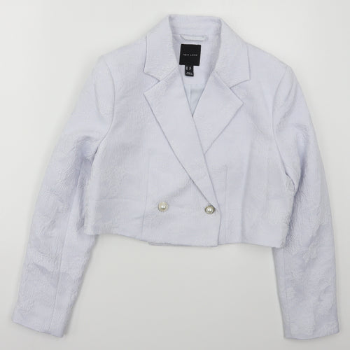 New Look Womens Blue Floral  Jacket  Size 10  Button