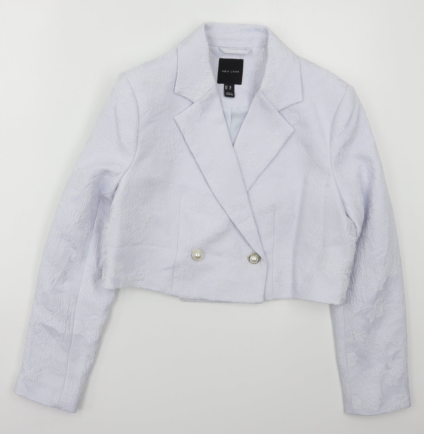 New Look Womens Blue Floral  Jacket  Size 10  Button