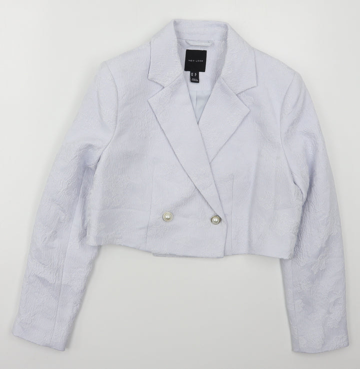 New Look Womens Blue Floral  Jacket  Size 10  Button