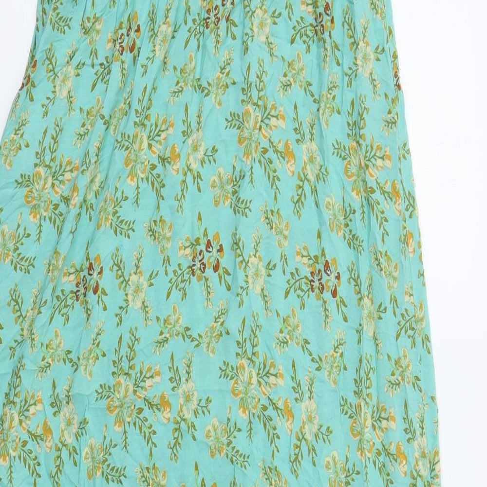 SheIn Womens Green Floral Cotton Maxi  Size XL  V-Neck Pullover