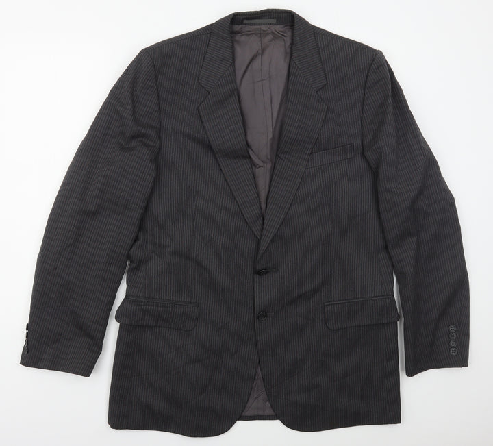 St Michael Mens Grey Striped Wool Jacket Suit Jacket Size 42