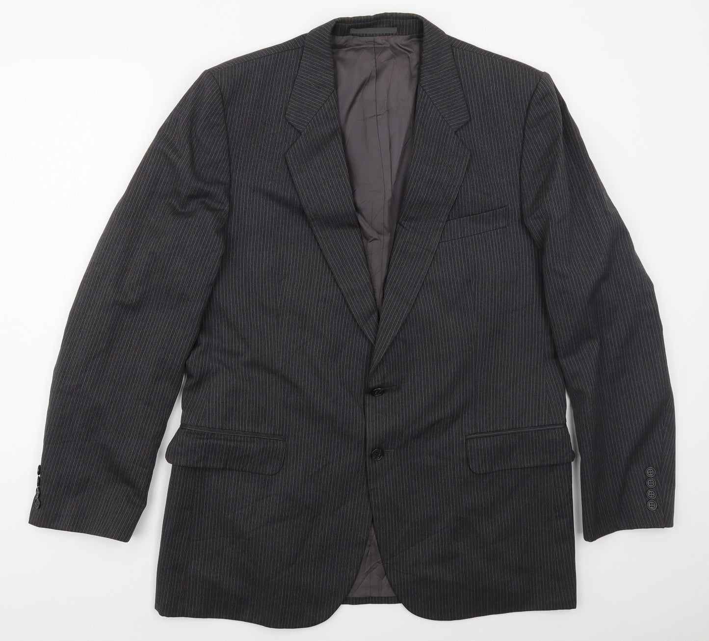 St Michael Mens Grey Striped Wool Jacket Suit Jacket Size 42