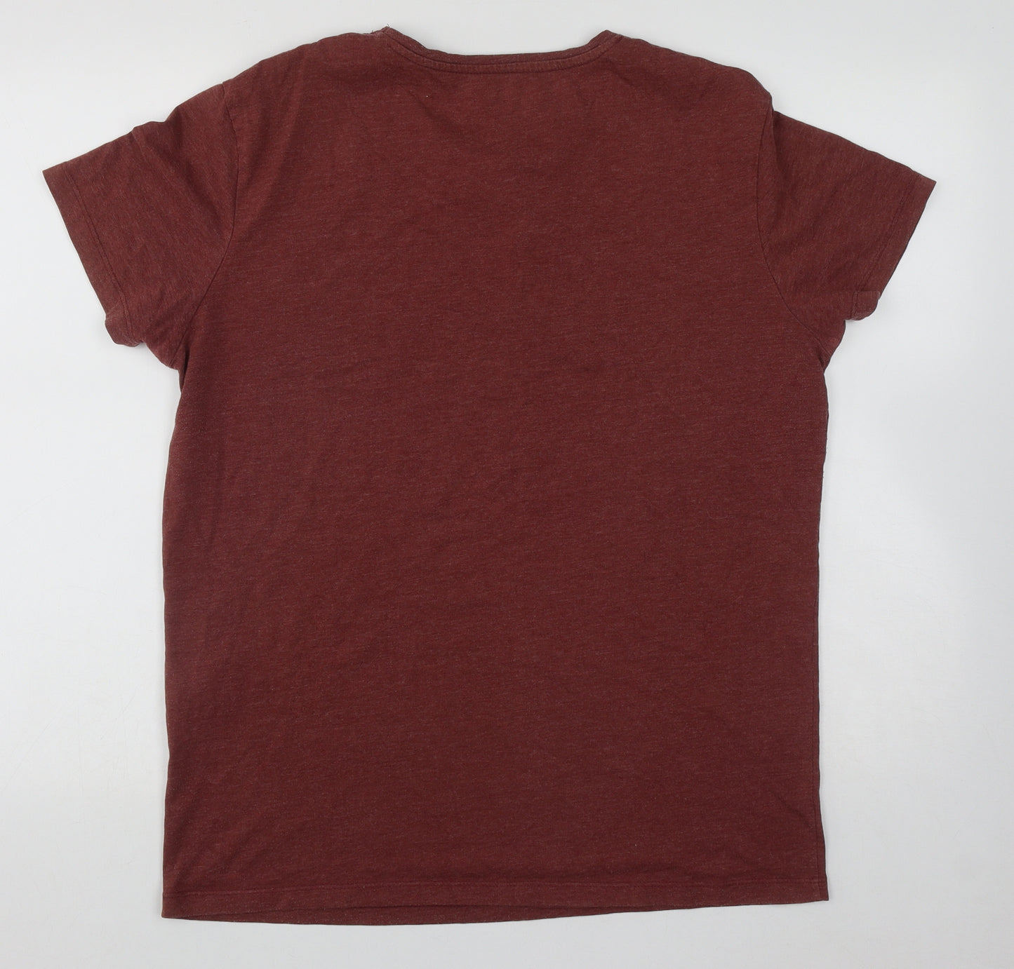 JACK & JONES Mens Red  Polyester  T-Shirt Size L Round Neck