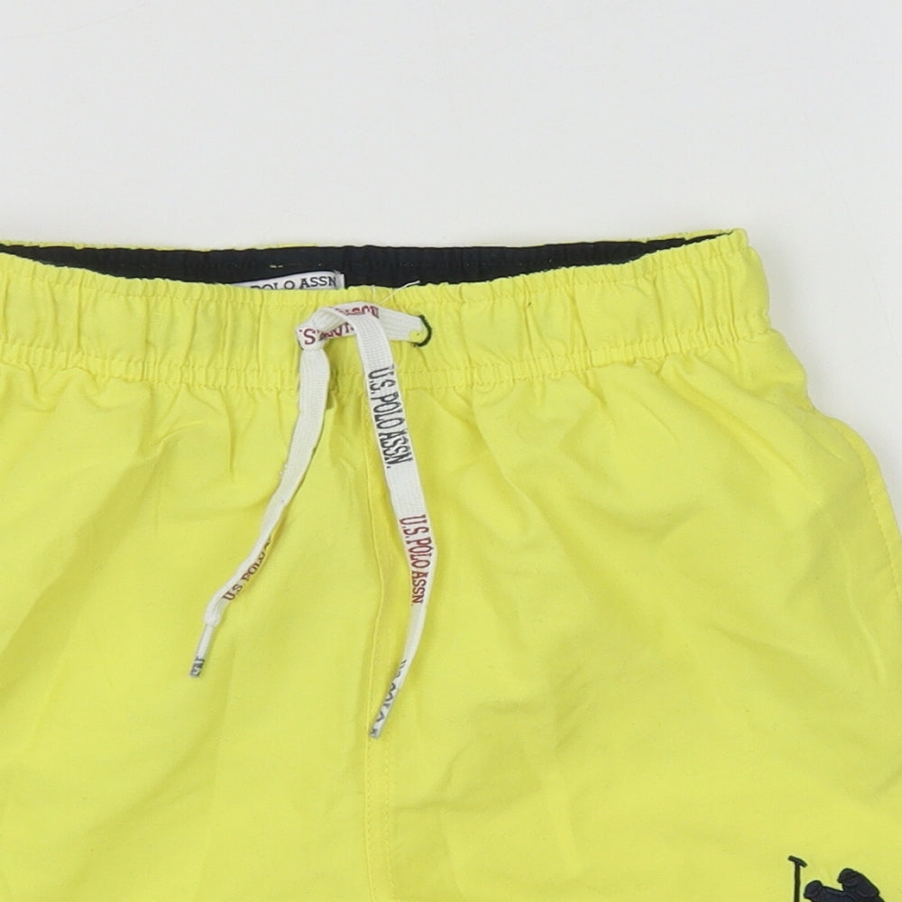 US Polo Assn. Boys Yellow  Polyester Sweat Shorts Size 8-9 Years  Regular Tie