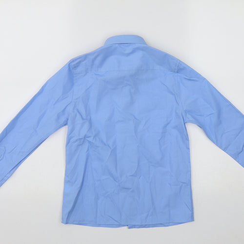 Marks and Spencer Boys Blue  Polyester Basic Button-Up Size 8-9 Years Collared Button