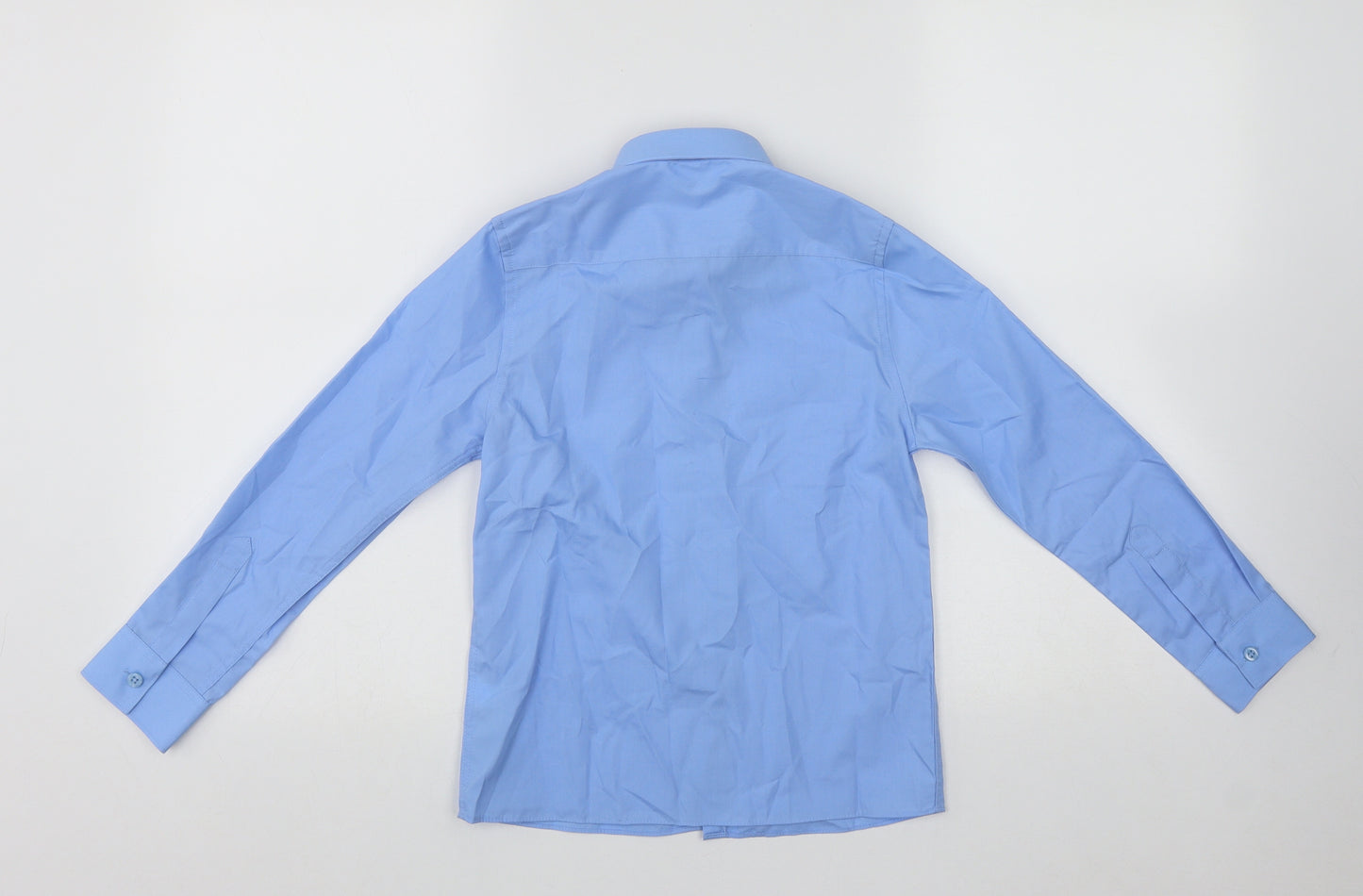 Marks and Spencer Boys Blue  Polyester Basic Button-Up Size 8-9 Years Collared Button