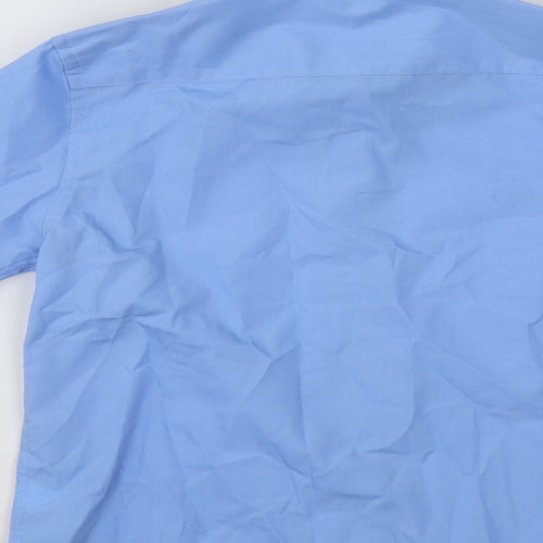 Marks and Spencer Boys Blue  Polyester Basic Button-Up Size 8-9 Years Collared Button