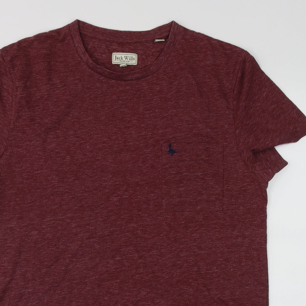 Jack Wills Mens Red  Cotton  T-Shirt Size L Round Neck