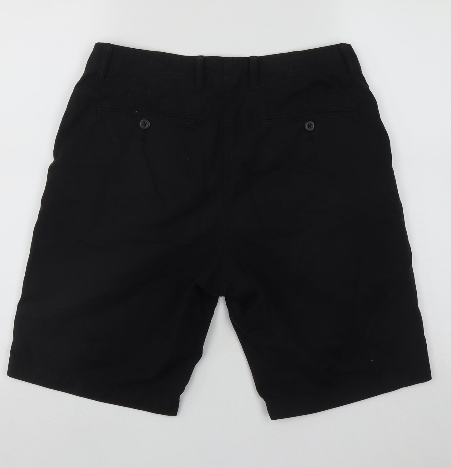 Uniqlo Mens Black  Cotton Chino Shorts Size S L8 in Regular Zip