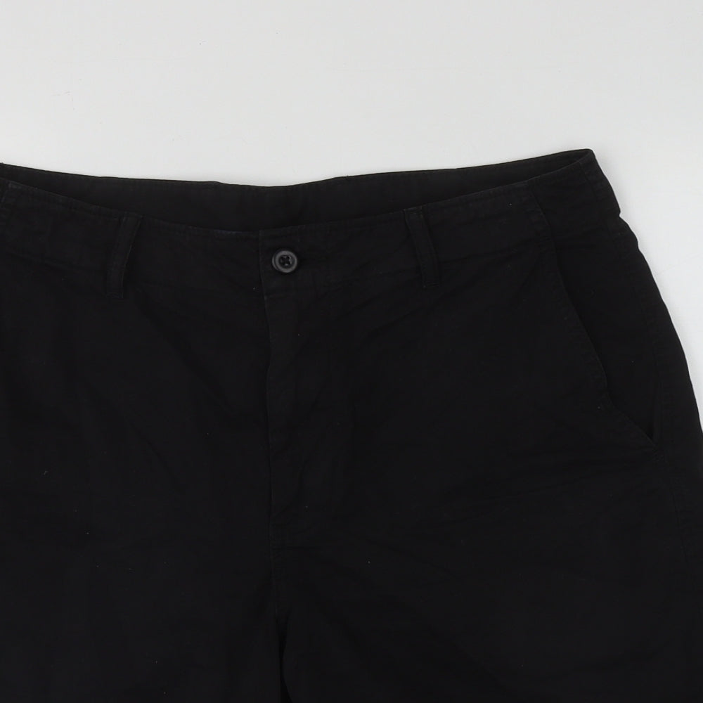Uniqlo Mens Black  Cotton Chino Shorts Size S L8 in Regular Zip