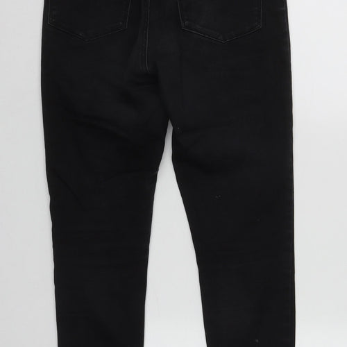 Denim & Co. Womens Black  Cotton Straight Jeans Size 12 L22 in Regular Zip