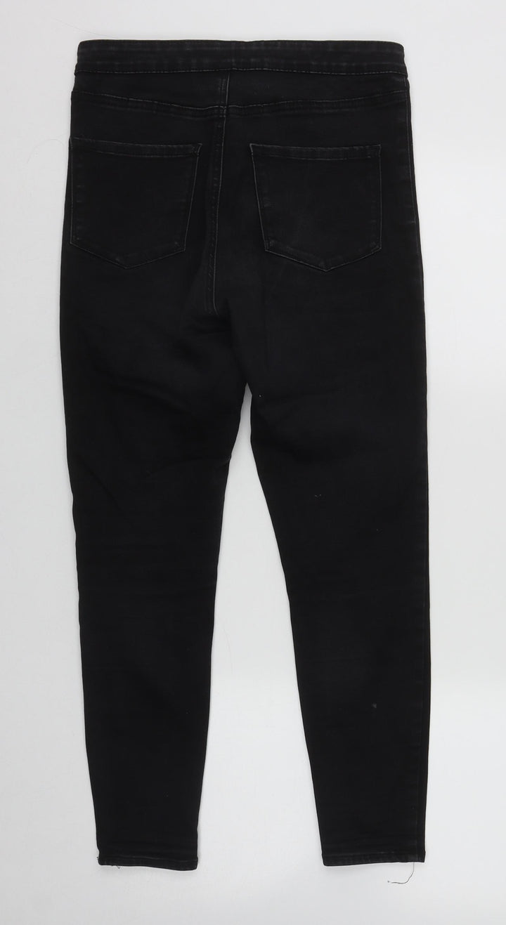 Denim & Co. Womens Black  Cotton Straight Jeans Size 12 L22 in Regular Zip