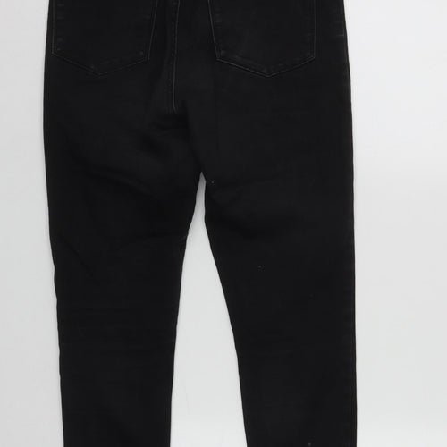 Denim & Co. Womens Black  Cotton Straight Jeans Size 12 L22 in Regular Zip