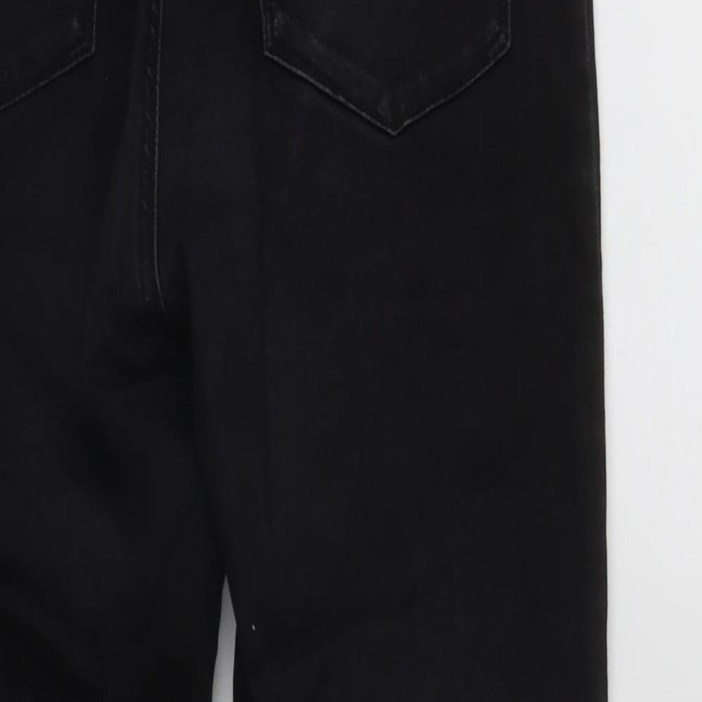 Denim & Co. Womens Black  Cotton Straight Jeans Size 12 L22 in Regular Zip