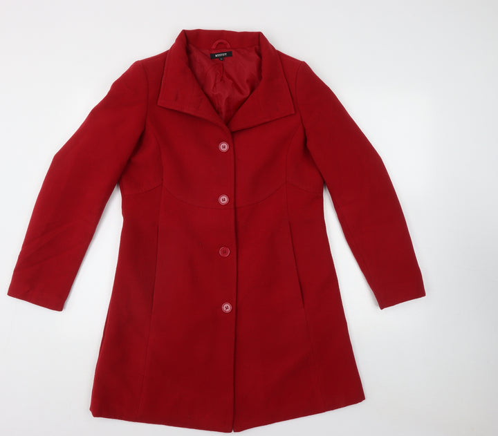 Mystify Womens Red Overcoat Coat Size 12 Button